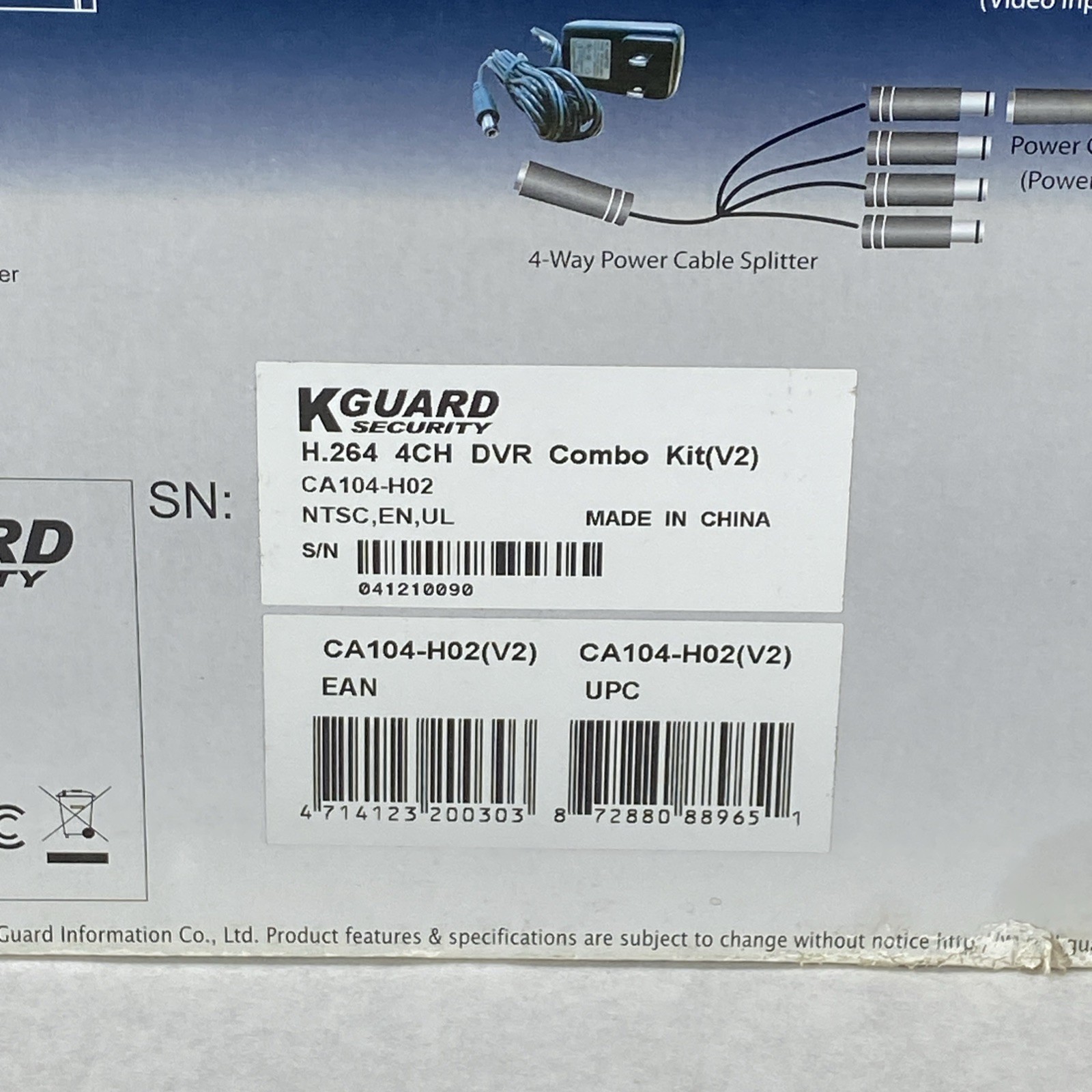KGuard Security H.264 DVR Surveillance Combo Kit w/ 3 Cameras Kit-H02