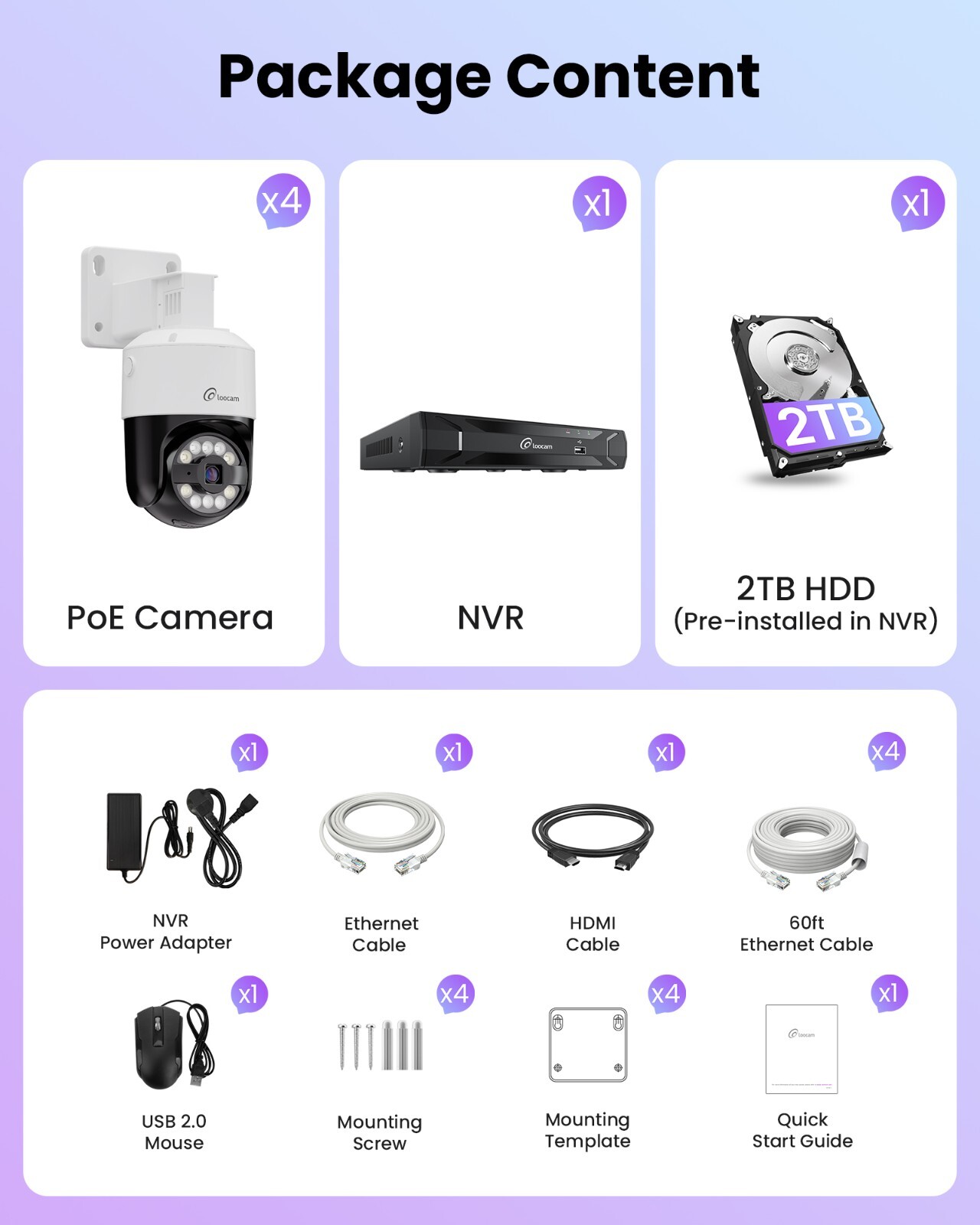 Loocam 5MP HD 8CH PoE NVR PT Security Camera System 2TB, Spotlight & Siren Alarm