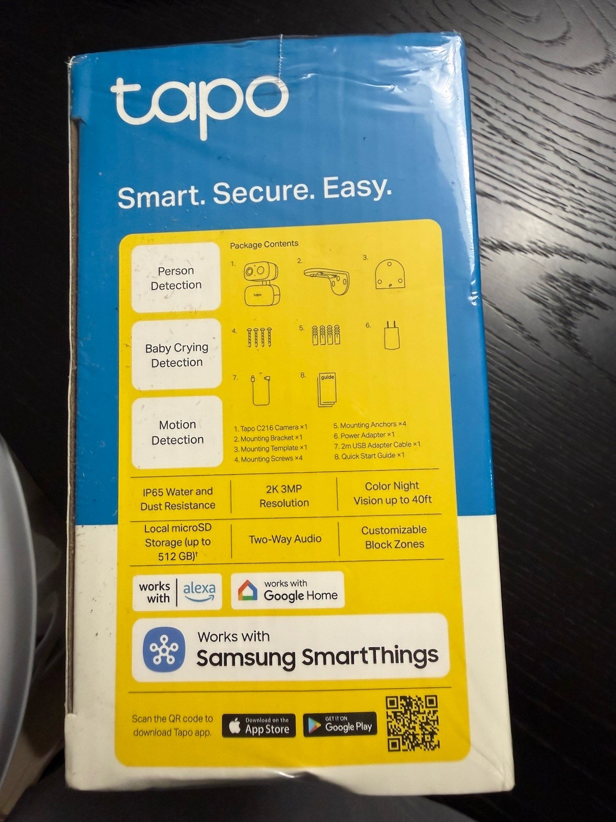 TP-Link Tapo C216 Pan/Tilt 2K Camera, Color Night Vision, IP65, Alexa