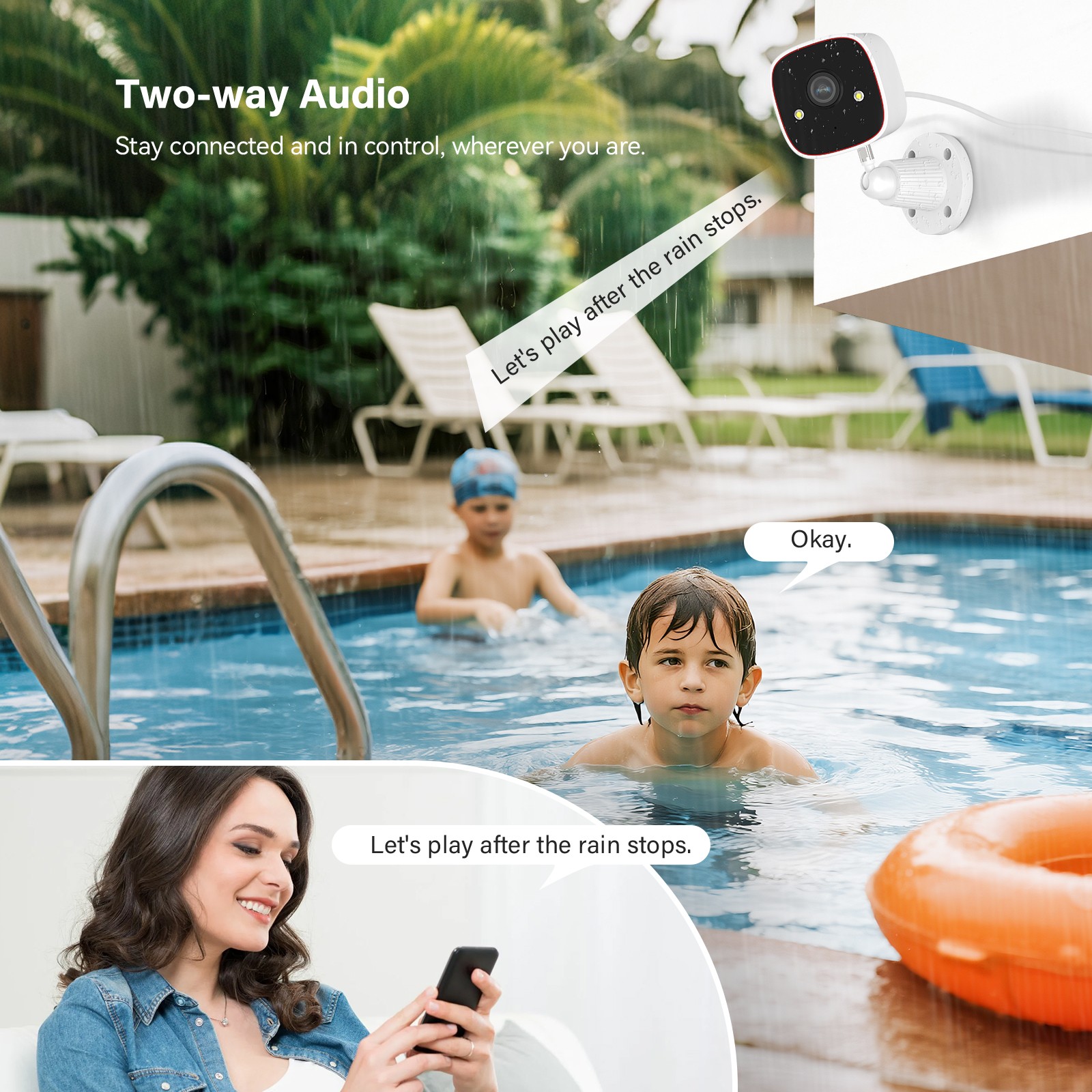 JENNOV 2.4G Wifi Indoor/Outdoor IP Wired Security Camera 3MP Night Vision Audio
