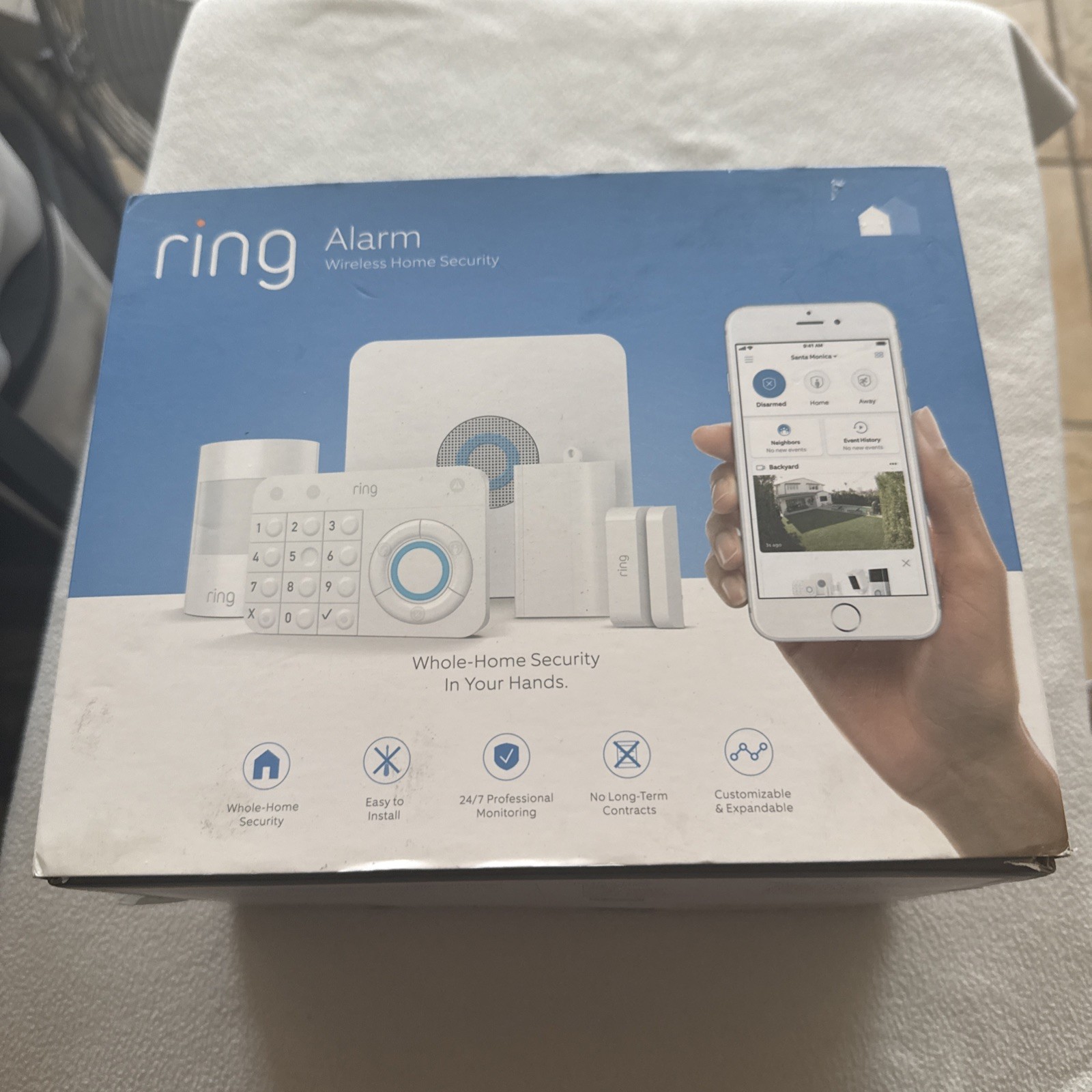 New in Box Ring Alarm Wireless Home Security Kit (1st Gen) – White 4K11S7-0EN0