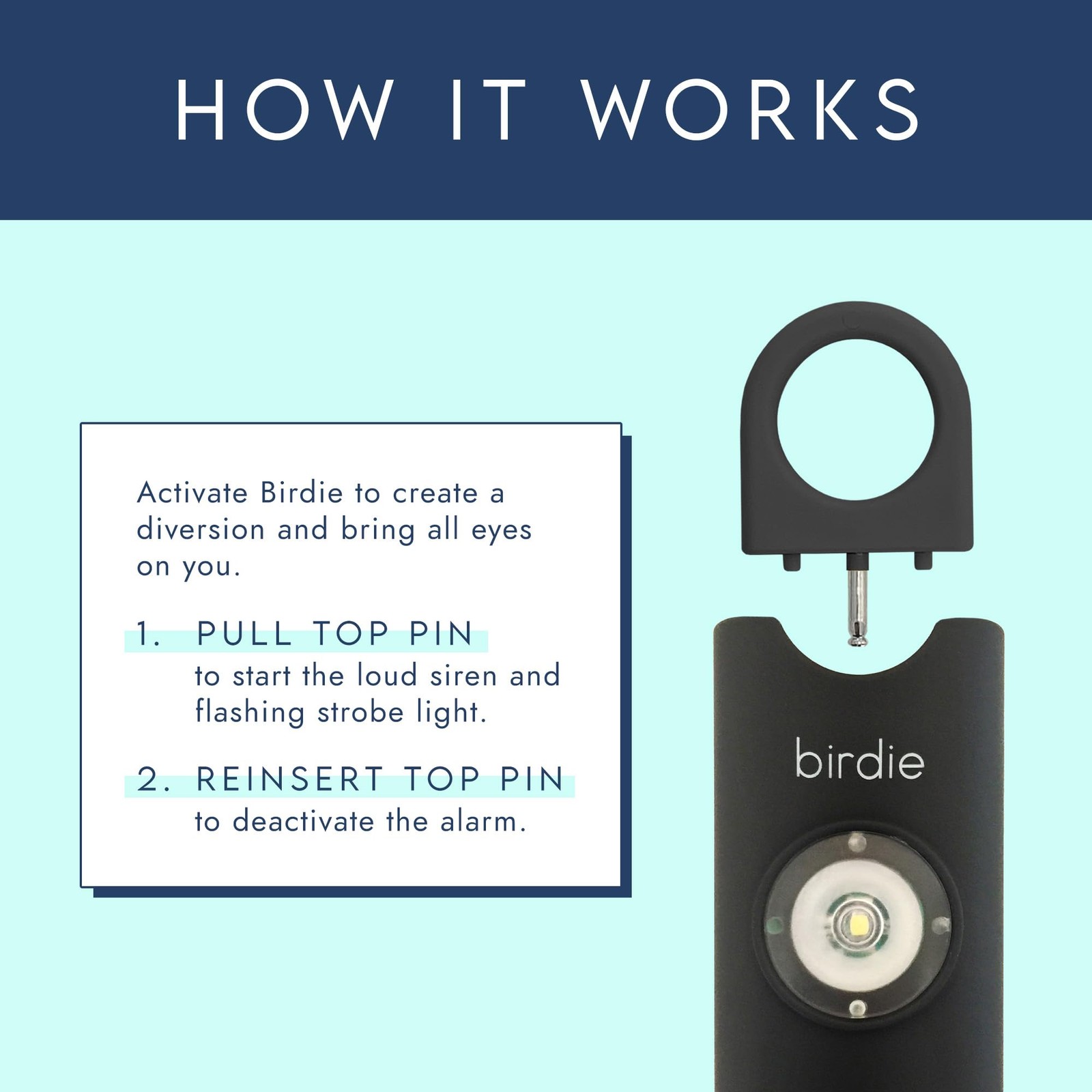 Personal Safety Alarm for Women – Loud Siren, Strobe Light, Keychain (Charcoal)