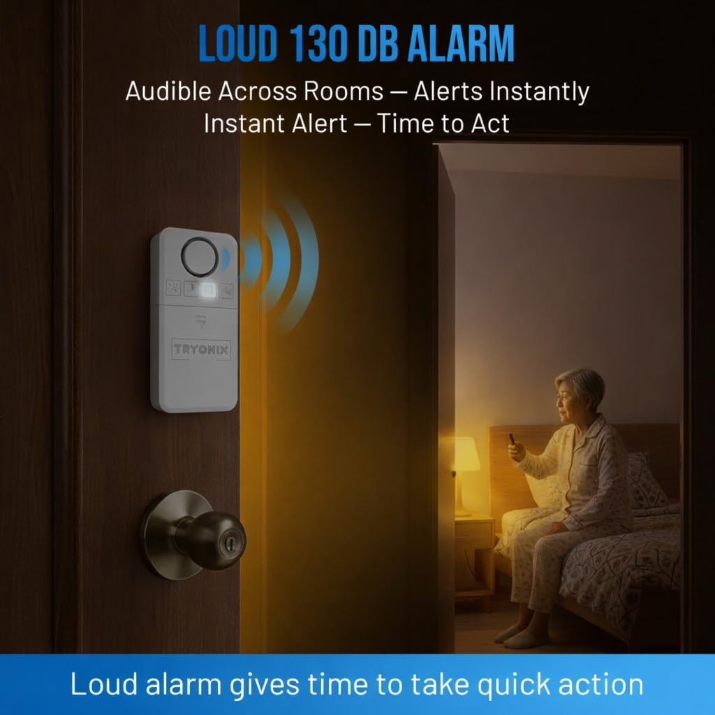 Door Alarms When Opened for Kids & Elderly – 130 dB Loud Door & Window Alarm,…