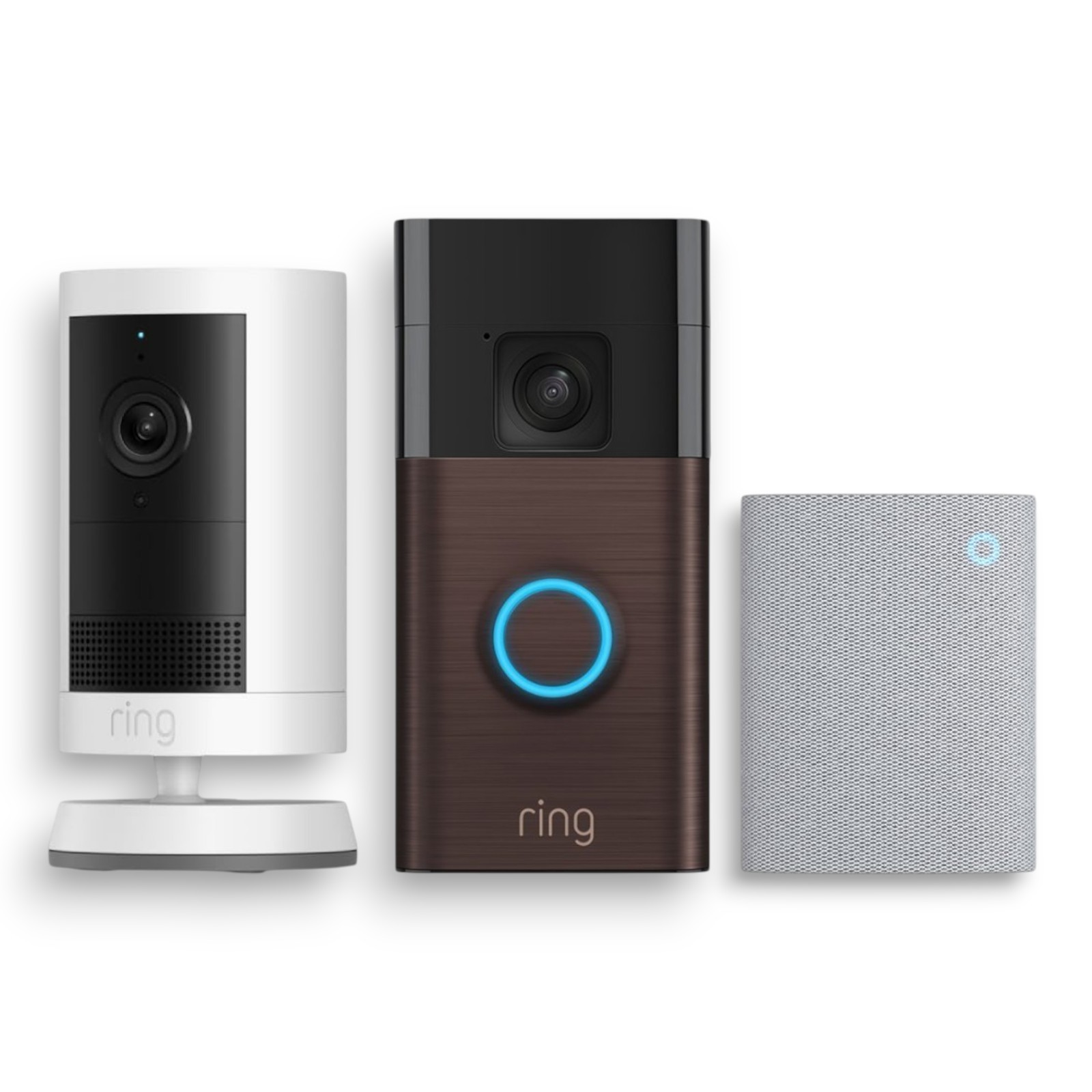 Ring Battery Doorbell Venetian Bronze with Smart Wi-Fi + Outdoor Cam Plus White