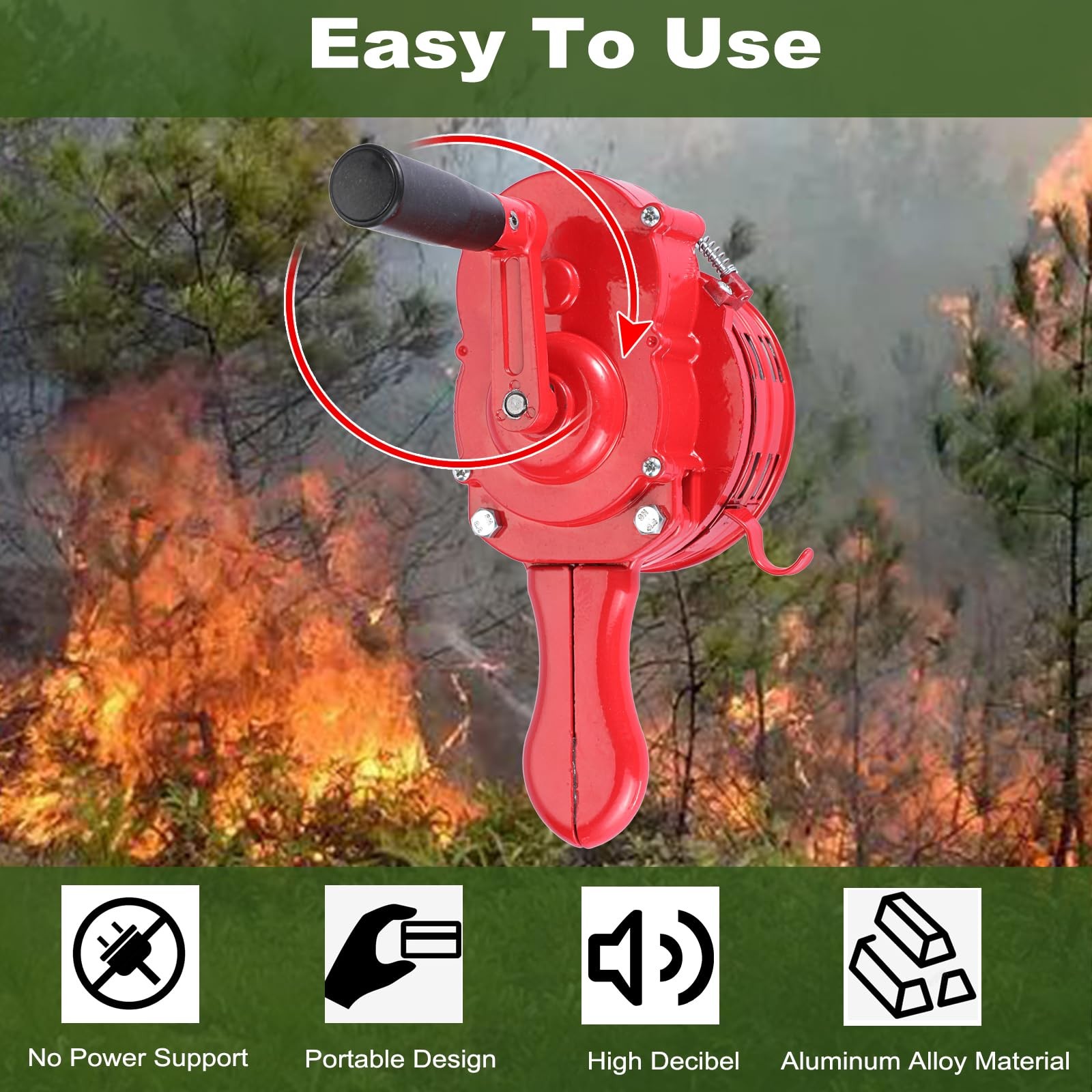 Hand Crank Siren Manual Operated Air Raid Siren with Foldable Handle for Spor…