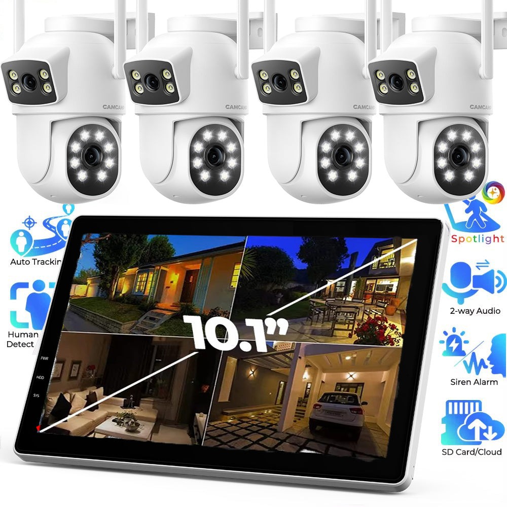5G WiFi Wireless CCTV Camera System Home Security Outdoor 2-Way Audio 10″ NVR US