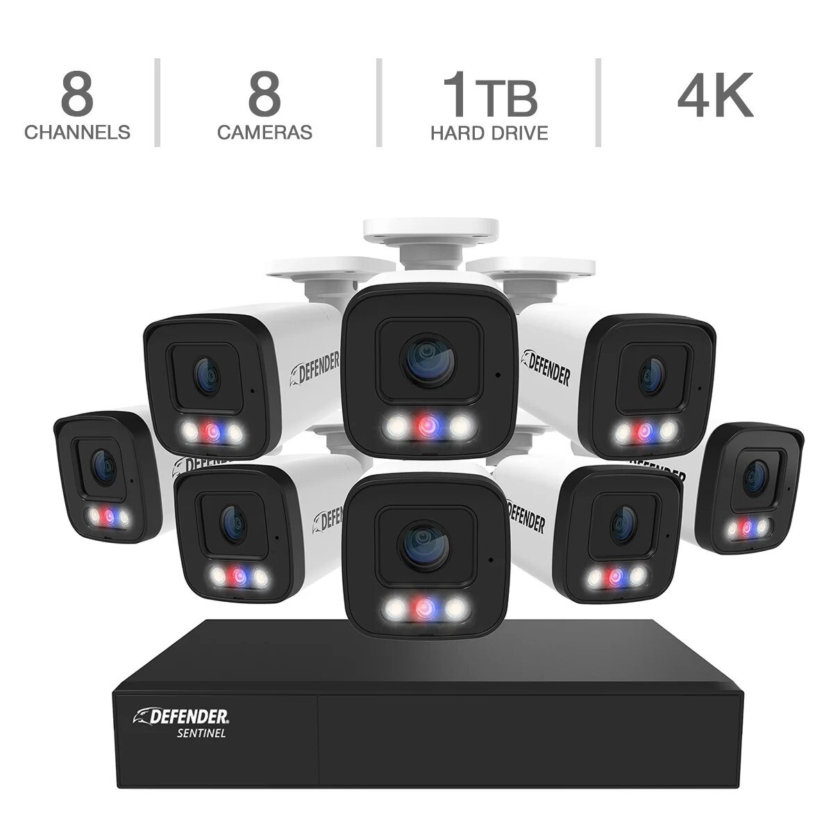 Defender Sentinel 4K Wired 8 Channel PoE NVR – 8 Cameras – 1TB (NS8B8A-1T)