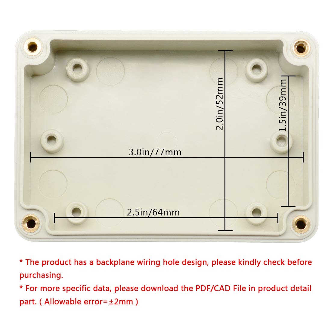 LeMotech Waterproof Dustproof IP65 ABS Plastic 3.3″x2.3″x1.3″, Pale Grey