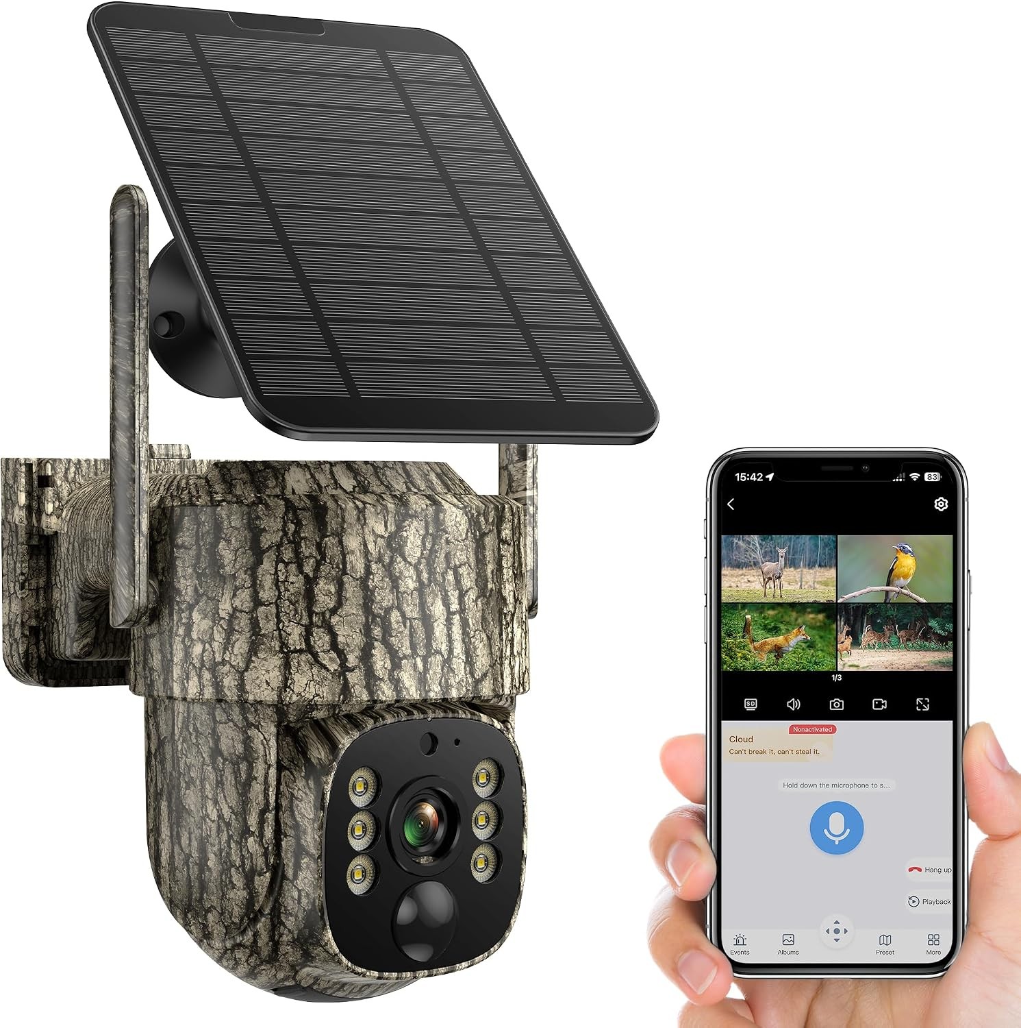 Cellular Solar Battery Security Camera 4G LTE 2.5K Outdoor Wireless 2 Way Audio
