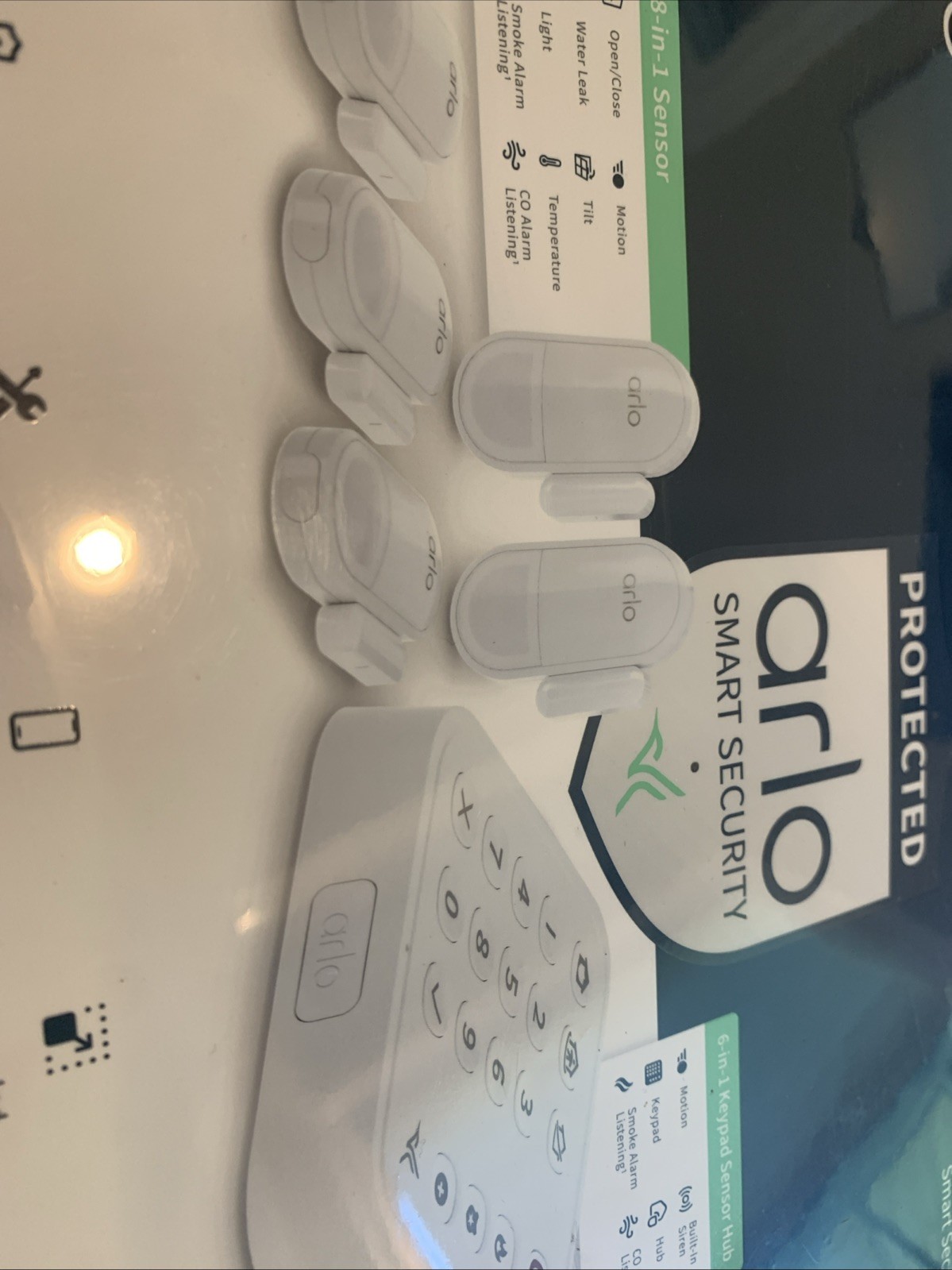 Sealed Arlo Home Security System with Wired Keypad Sensor Hub, 5 8-in-1 Sensors