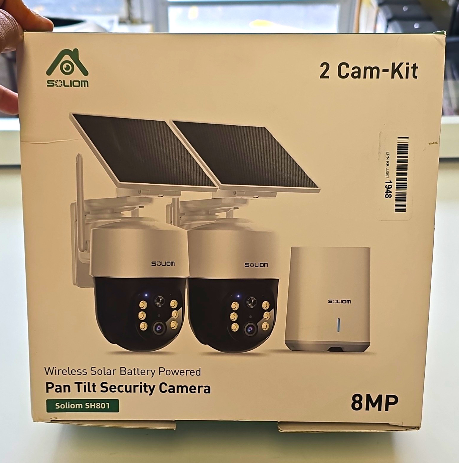 Soliom SH801 2-Cam Wireless Wi‑Fi Solar/Battery Pan/Tilt Night Vision 8MP