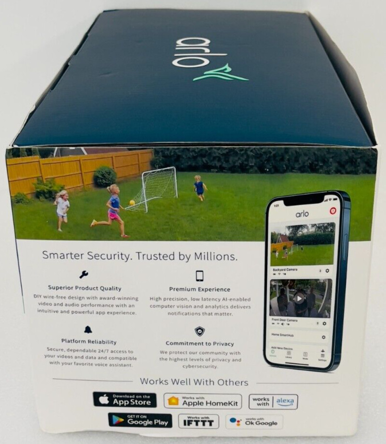 New Arlo Pro 4 XL Spotlight 3 Camera Security Bundle VMS4352P-1CCNAS