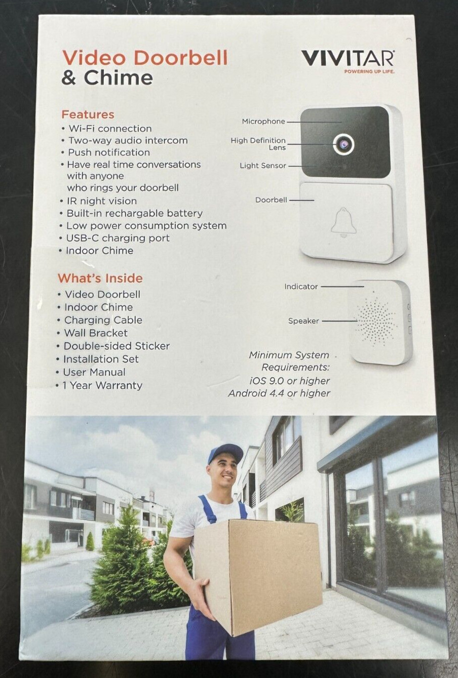 Vivitar Security Video Doorbell & Chime Kit WIFI White DB201 NOC – NEW SEALED