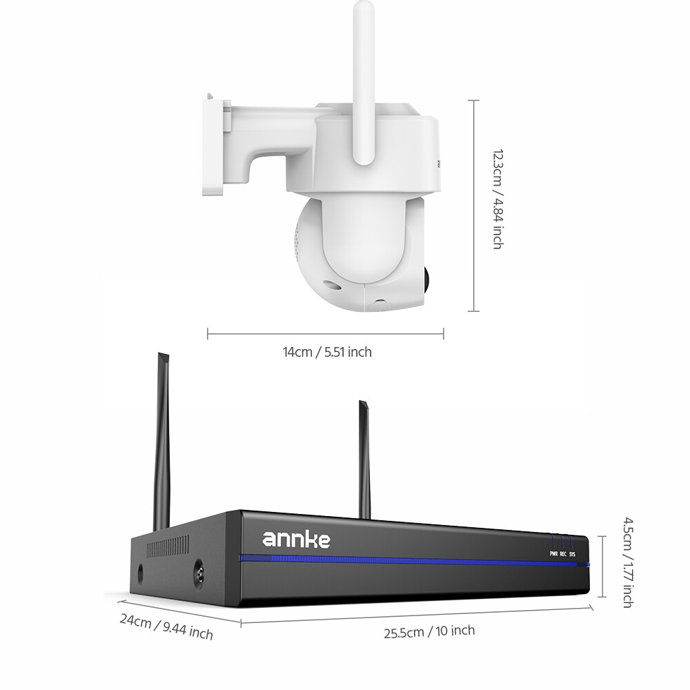 ANNKE 4MP Wireless Solar Battery PT Color Security Camera System Two Way Audio