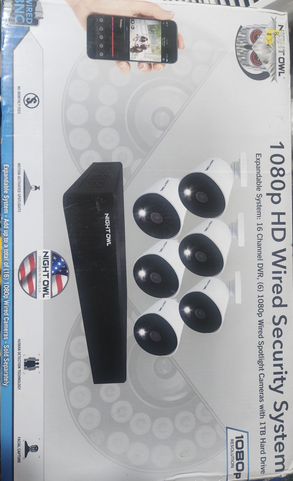 Night Owl 12 Channel DVR Security System with 6 Wired 1080p HD Spotlight Cameras