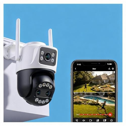 PTZ Outdoor Indoor Camera – 3 Lenses – 32GB – 8X Hybrid – Black