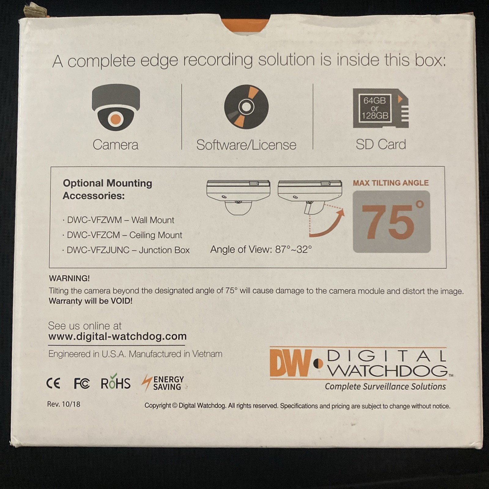 DWC-MV84WiAC2 Surface mount Dome IP Camera. 4 Mp Network IR Dome, 2.8-12mm