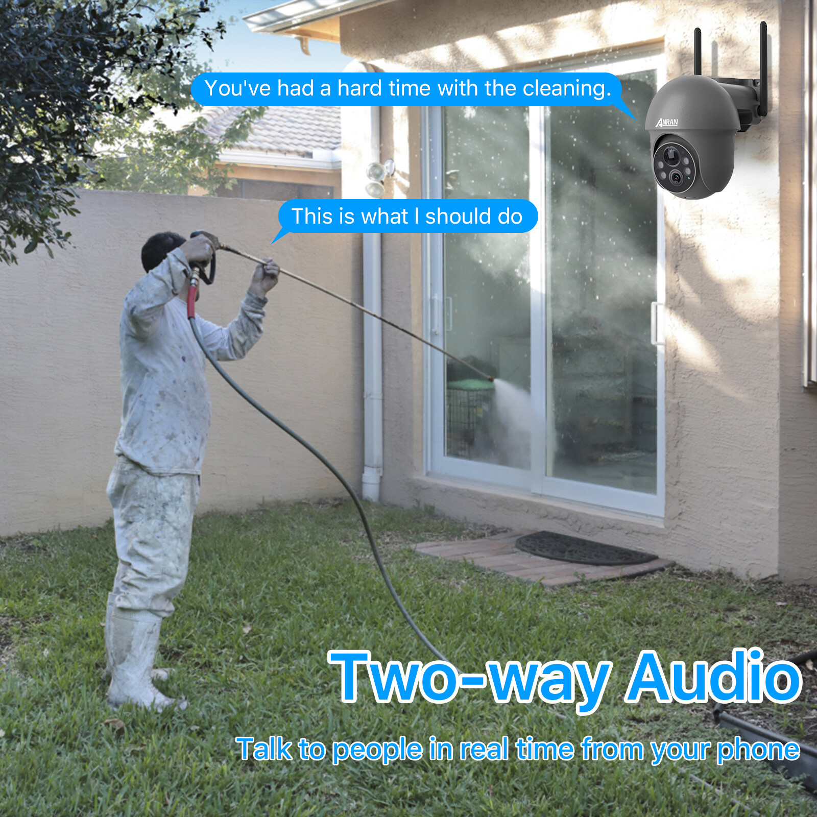 ANRAN Outdoor Solar Wireless Security Camera System Wifi 360° PTZ Audio 4PACK