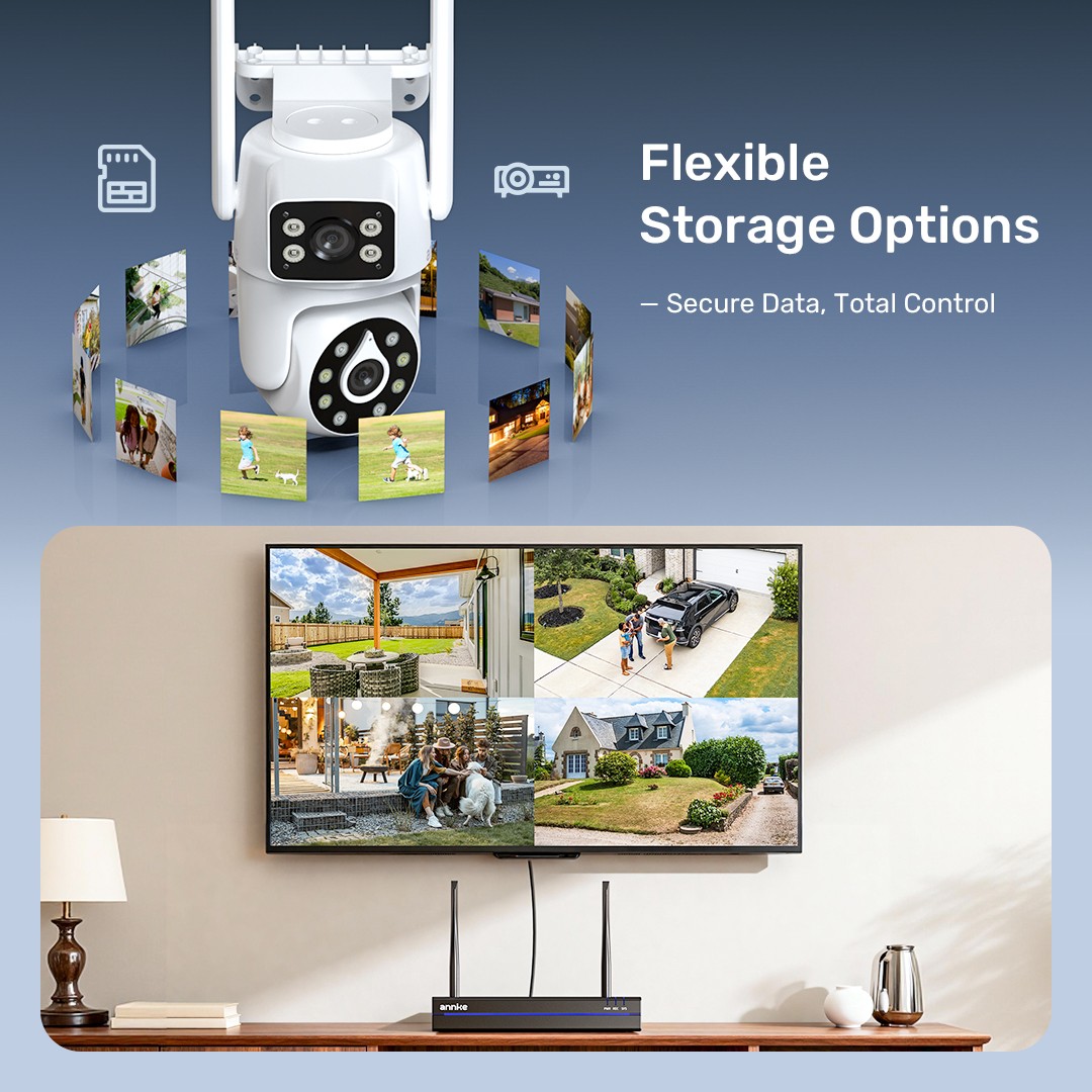 ANNKE 4MP PT Dual Lens Wireless Security Camera System 2 Way Audio 2.4G/5G WIFI