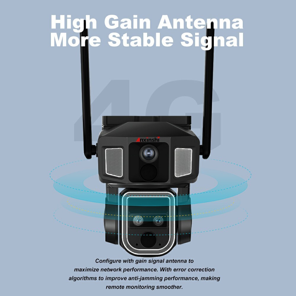 ANXINSHI 12MP Dual-lens Humanoid ZOOM Tracking Outdoor Solar Camera