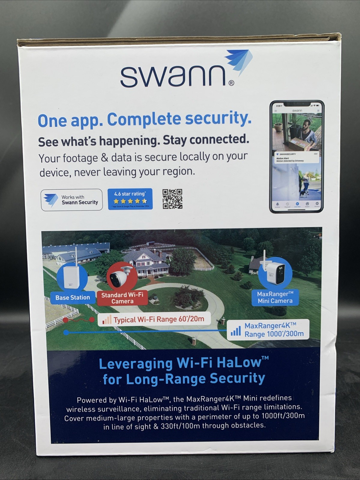 SEALED – Swann MaxRanger 4K Mini Long Range WIFI Security Camera System
