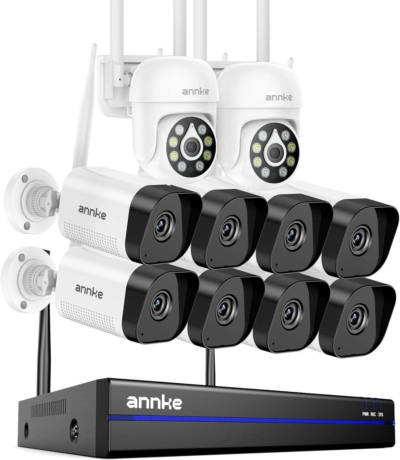 Wireless Camera System, 16CH Expandable 4K NVR, 2 Pcs 5MP Cameras with 8 Pcs 3MP