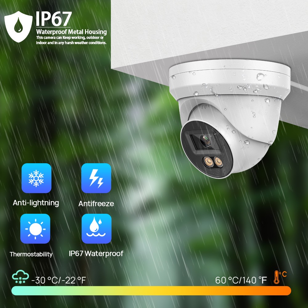 Vikylin 8CH 8POE 4K 8MP Outdoor Security Camera System Color Night Vision Lot