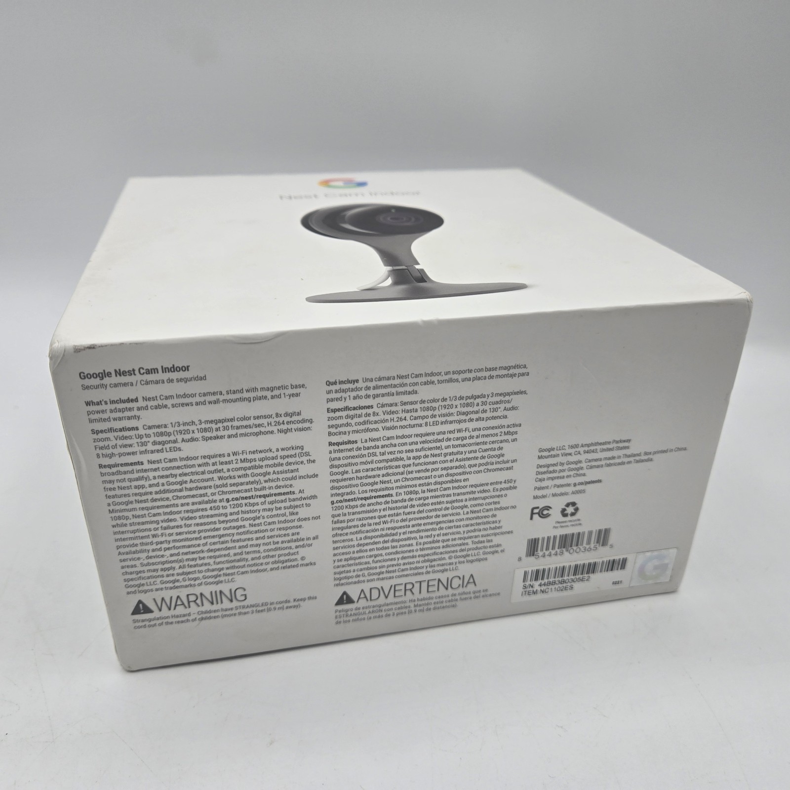 Google Nest NC1102ES Cam Indoor Security Camera 1st Gen – Complete In Box