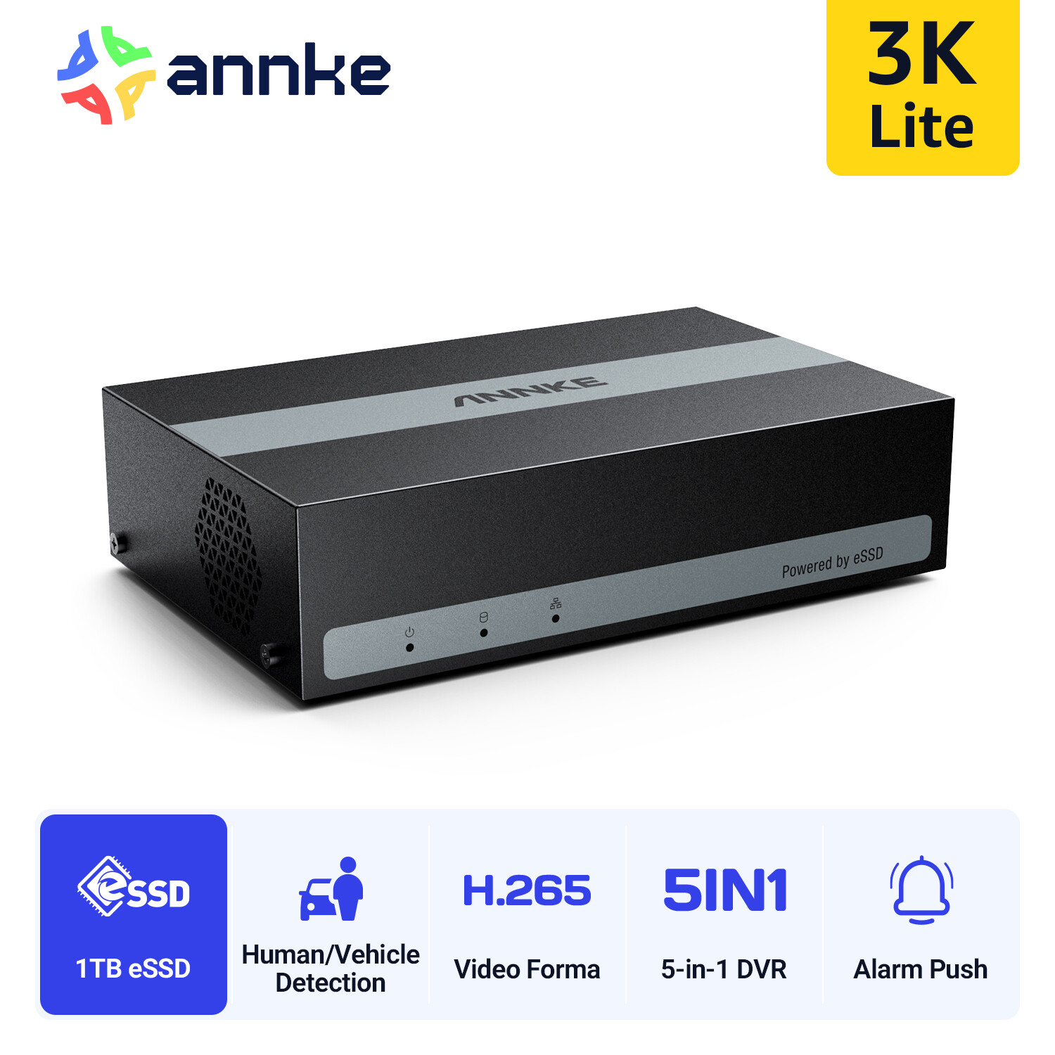 ANNKE 8CH 3K Lite 5in1 DVR 1TB SSD HD 5MP Video Recorder for TVI Security System