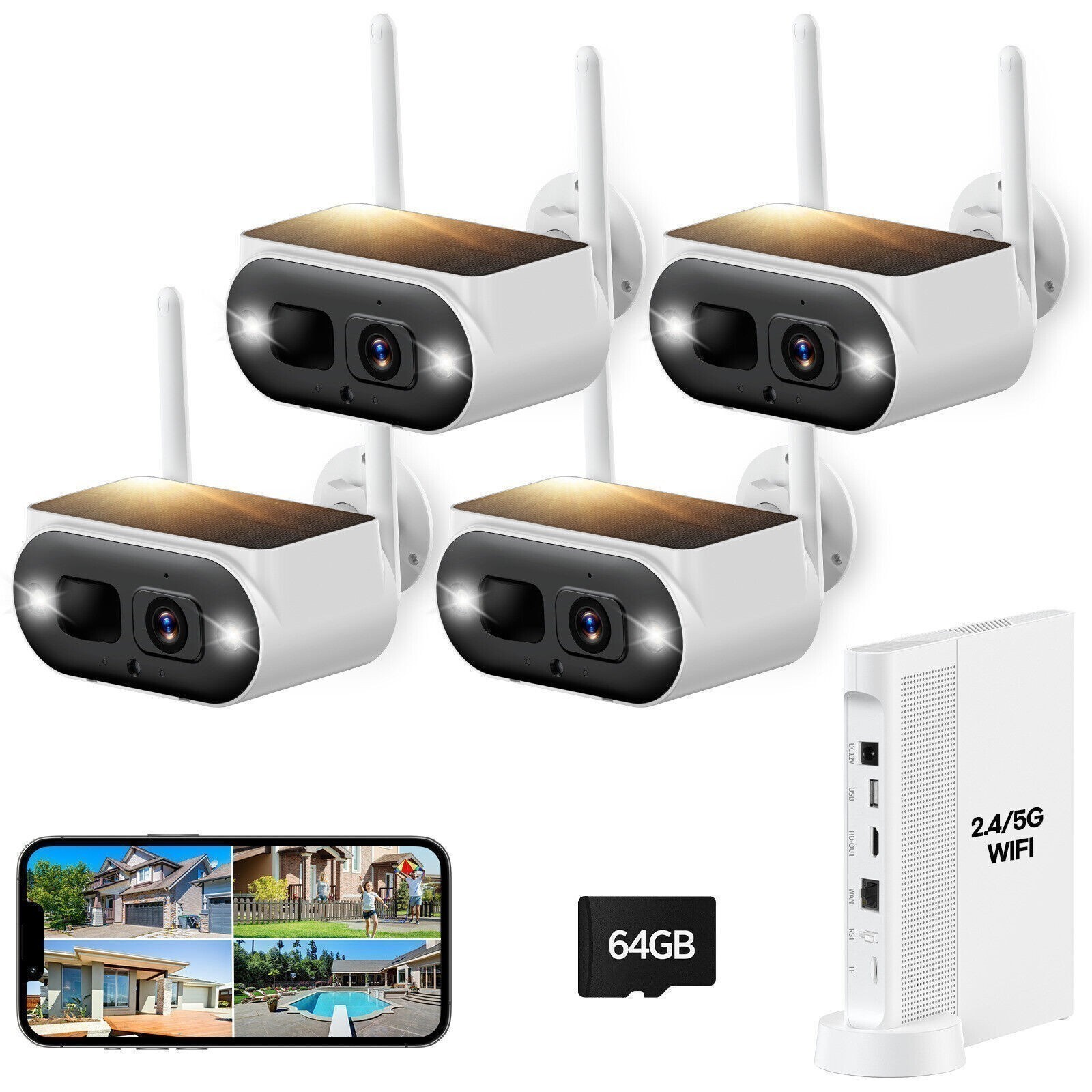 4MP Solar Wireless Security Camera System Outdoor 5G/2.4G WiFi Pro 10CH NVR CCTV