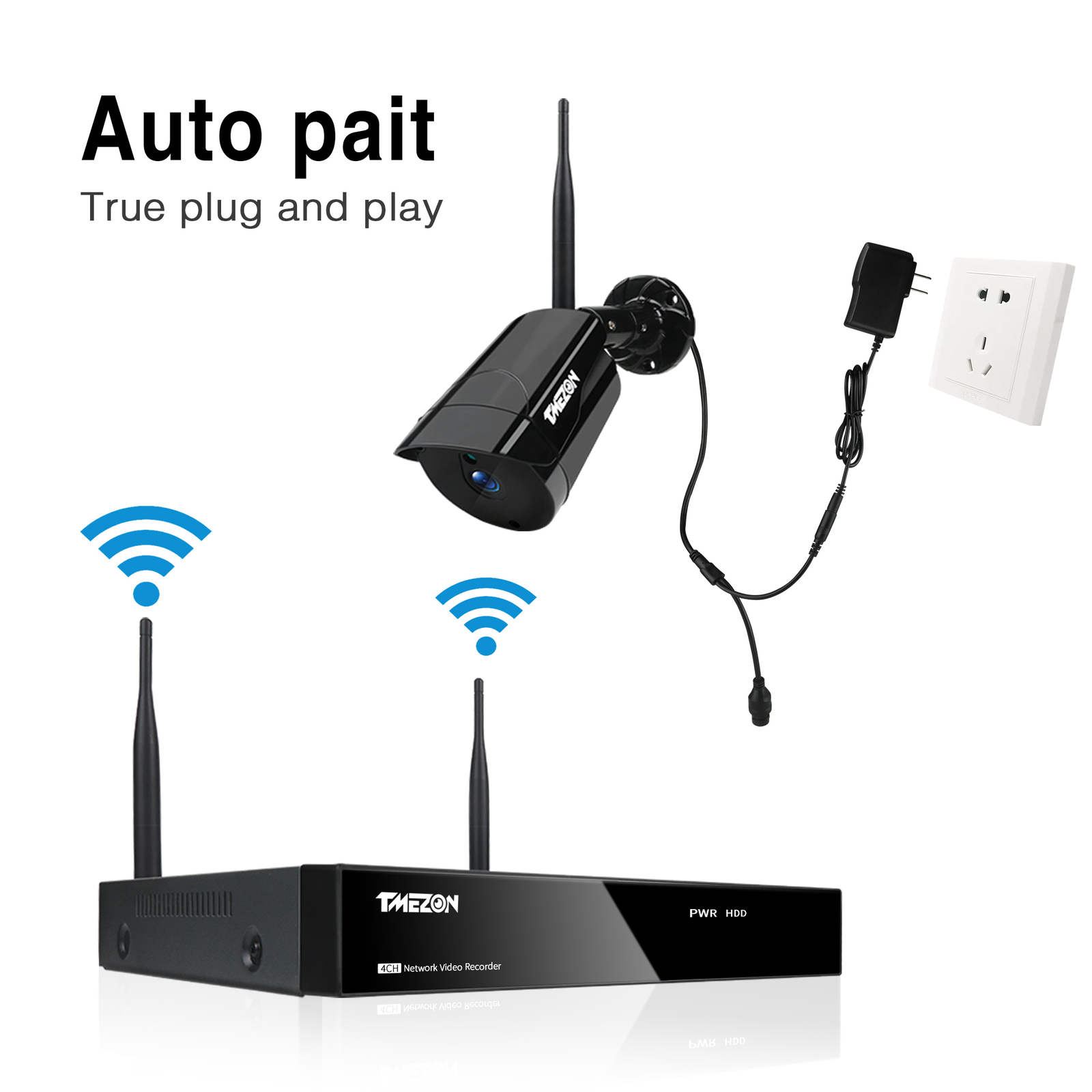 3MP 8CH Wireless Security Surveillance Audio Camera System Outdoor IR Night 2TB