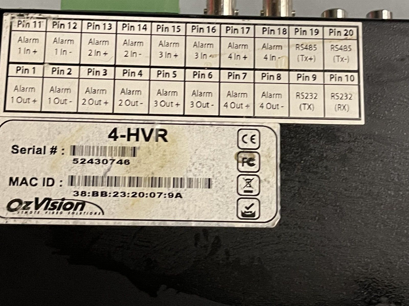 OzVision 4-osn oz vision secure gateway DVR 4-hvr w/ 12v power supply