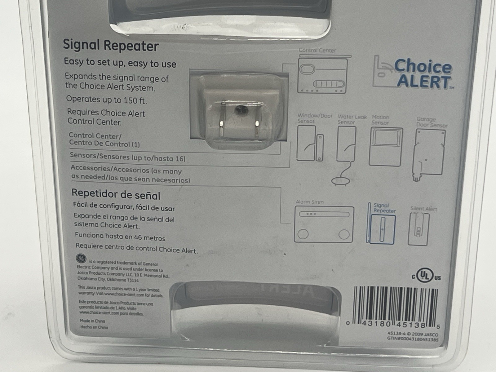 GE Choice Alert Wireless Alarm System Signal Repeater Expands 150 Feet 45138 NEW