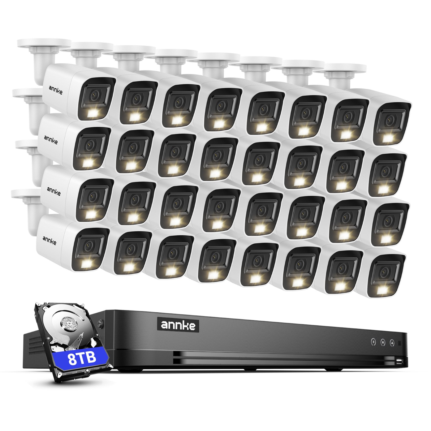 ANNKE 32CH 3K DVR 5MP Audio Recording Security Camera System AI Color Night IP67