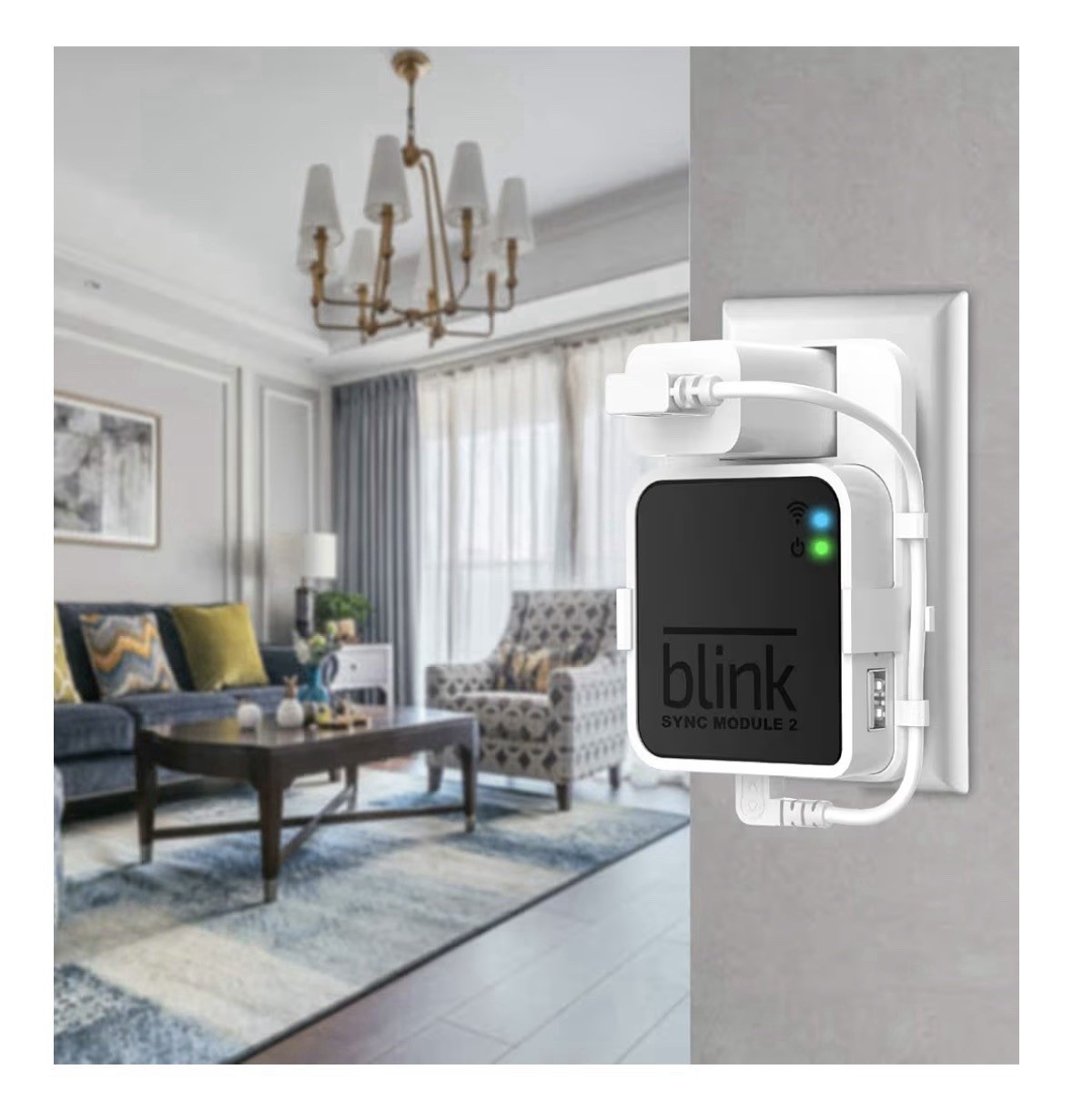 Blink Mini Indoor Camera System with Sync Module 2 & wall mount.