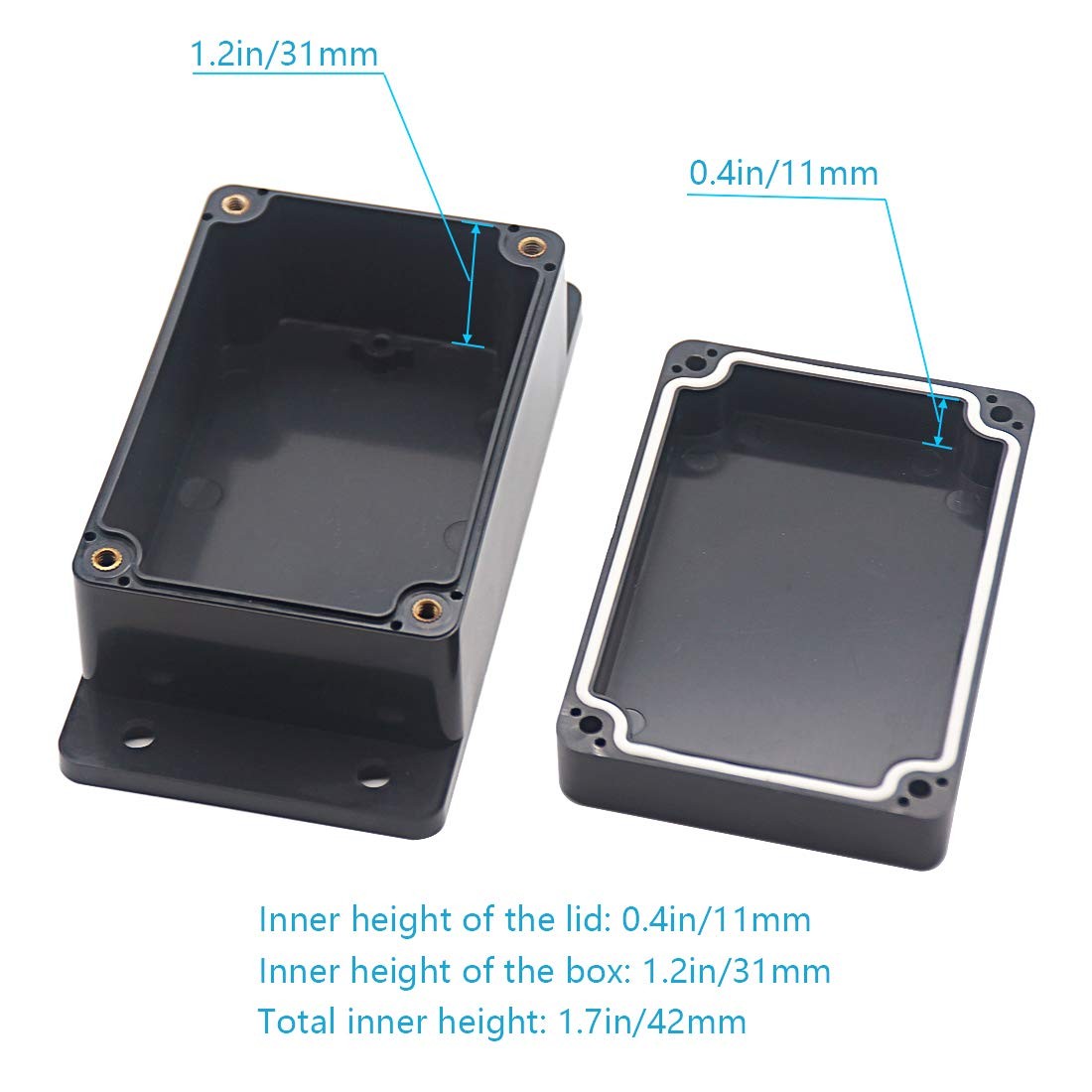 Zulkit Junction Box ABS Plastic Dustproof Waterproof IP65 Universal Black