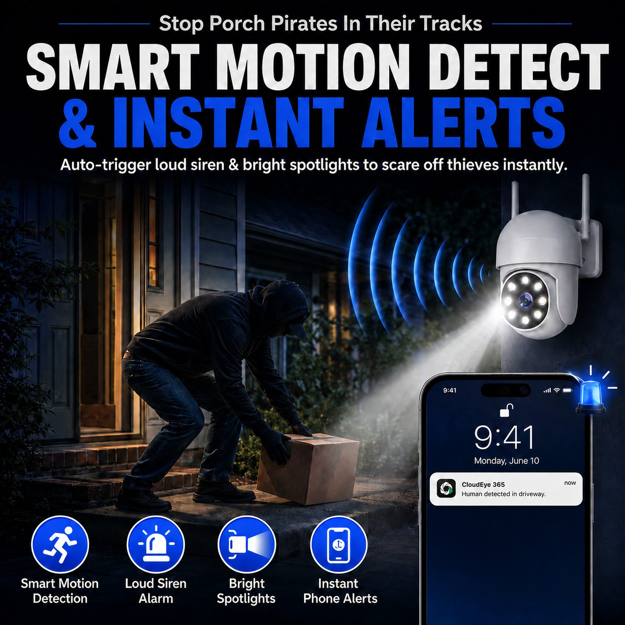 Wireless Security Camera System 10″ Monitor 10CH NVR WiFi 2-Way Audio Recording