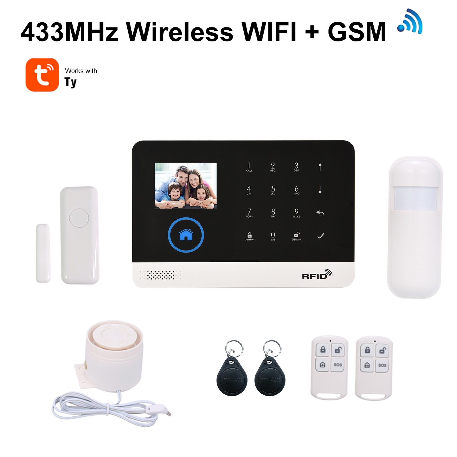 Alarm System Burglar Security 433MHz WiFi GSM Alarm Wireless Tuya App Control
