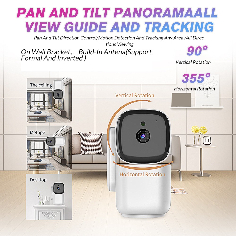 Security Camera, 1080P HD WiFi Camera 360° Pan/Tilt Night Vision Two-Way Audio