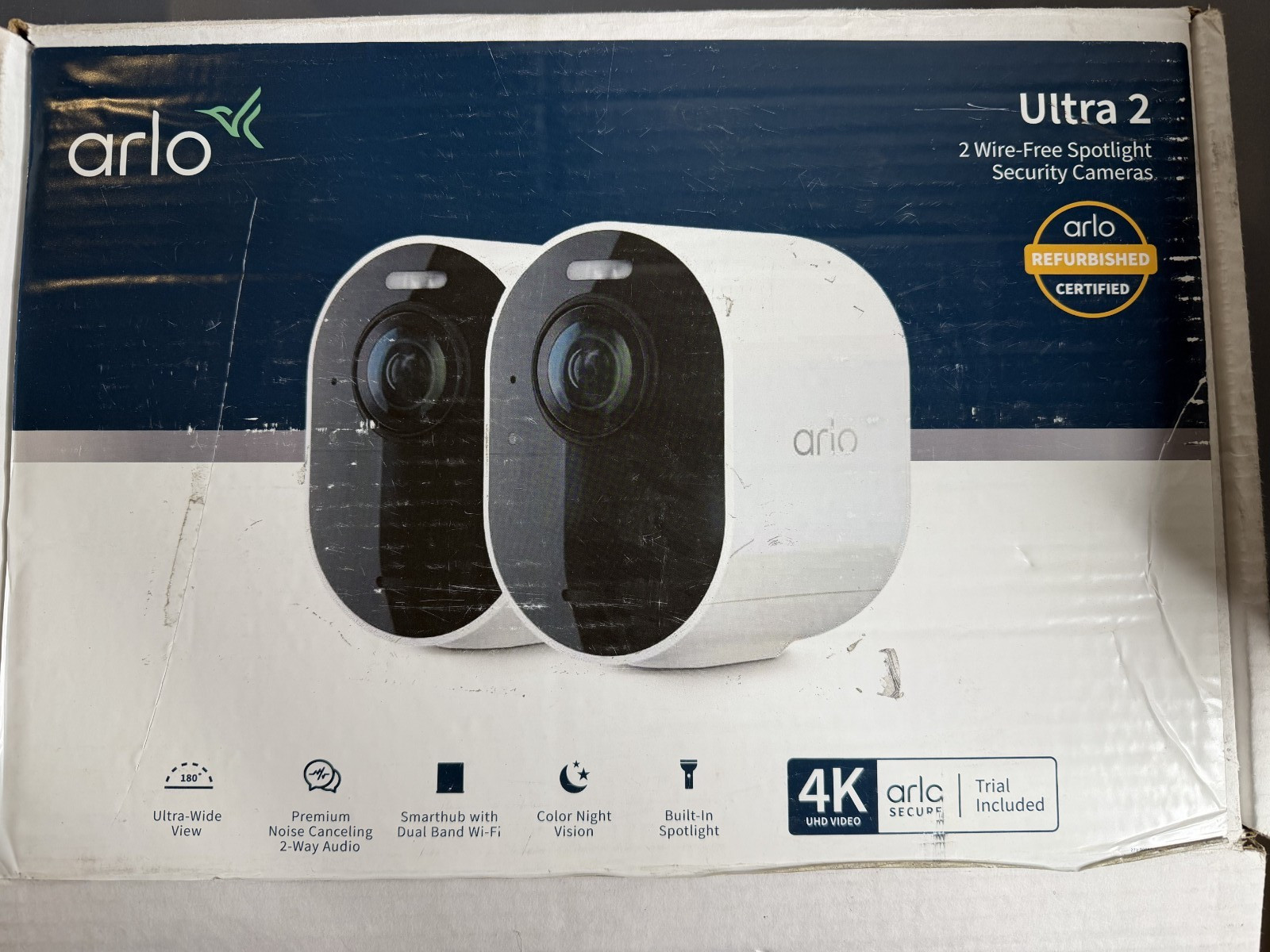 Arlo VMS5240-100NAR Ultra – 4K UHD Wire-Free Security 2 Camera Used