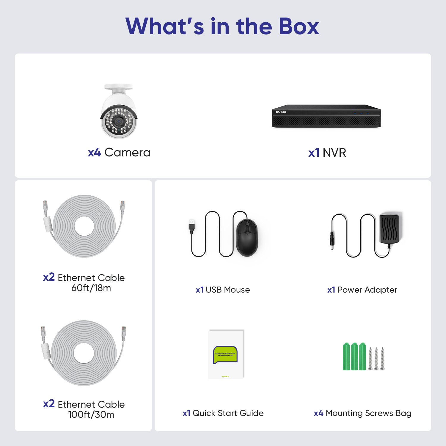 SANNCE 4K POE Security IP Camera System 8CH NVR Two Way Audio AI Human Detection