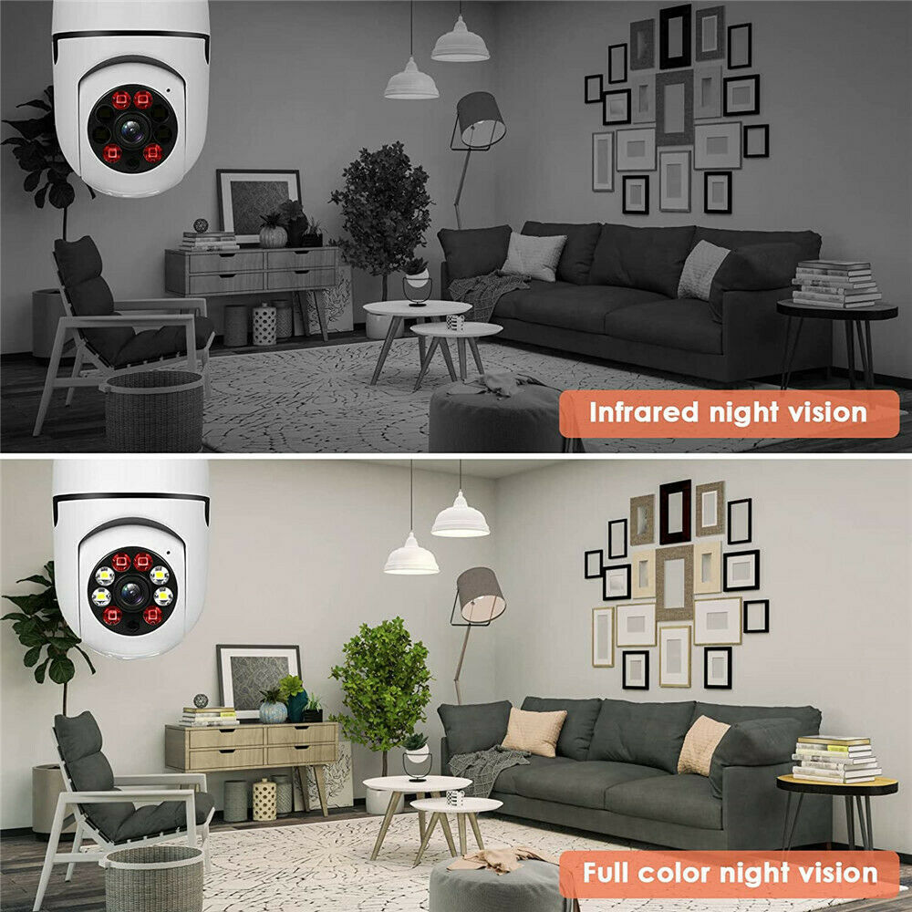 360° Panoramic WiFi IR IP E27 Light Bulb Camera 1080P HD Night Smart Home