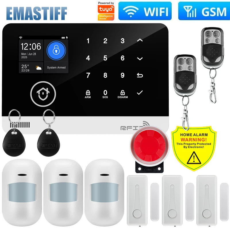 Tuya WiFi GSM Home Security Alarm System Wireless House Burglar PIR Motion Siren