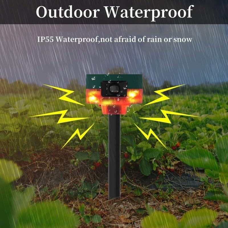 Solar Motion Sensor Alarm Repellent 360°Motion Detector Loud Siren LED Flashi…