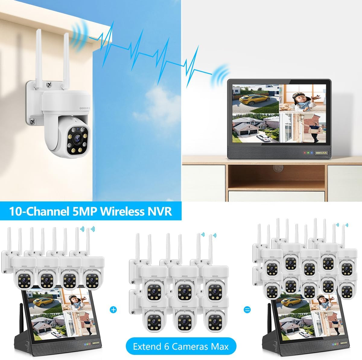 (2026 New) 5MP Wifi Security Camera System Outdoor, 4 Dual-Antenna Cameras, 10CH