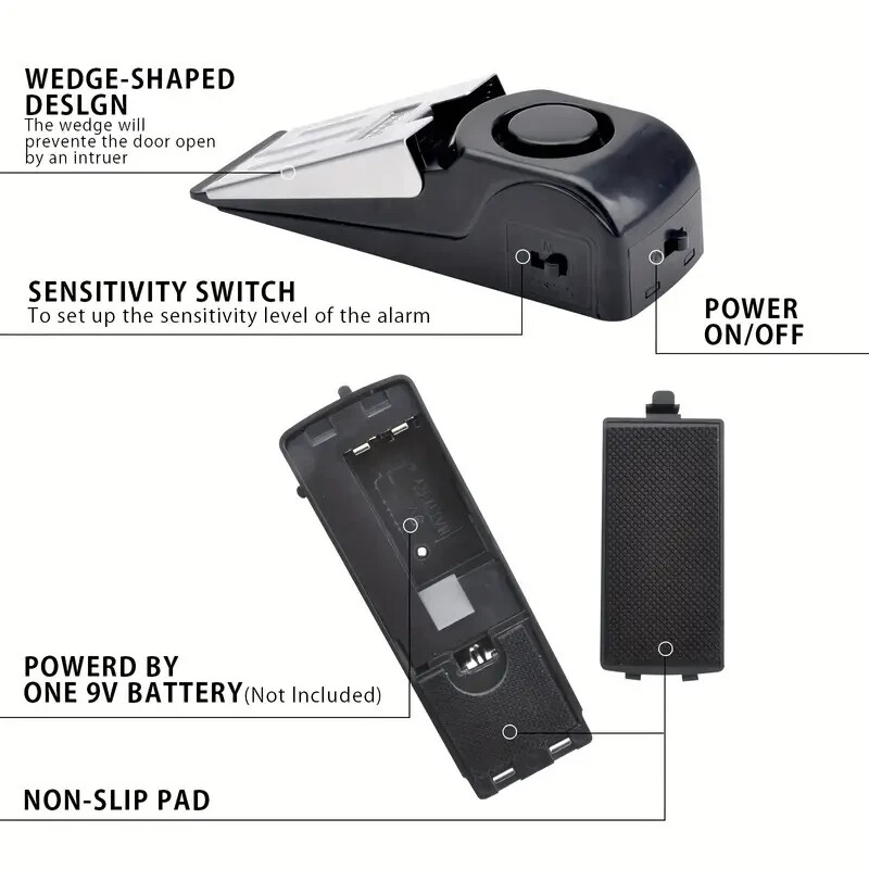 2 NEW SafetyVital Portable Wireless Security Door Stopper w/ Alarm 12