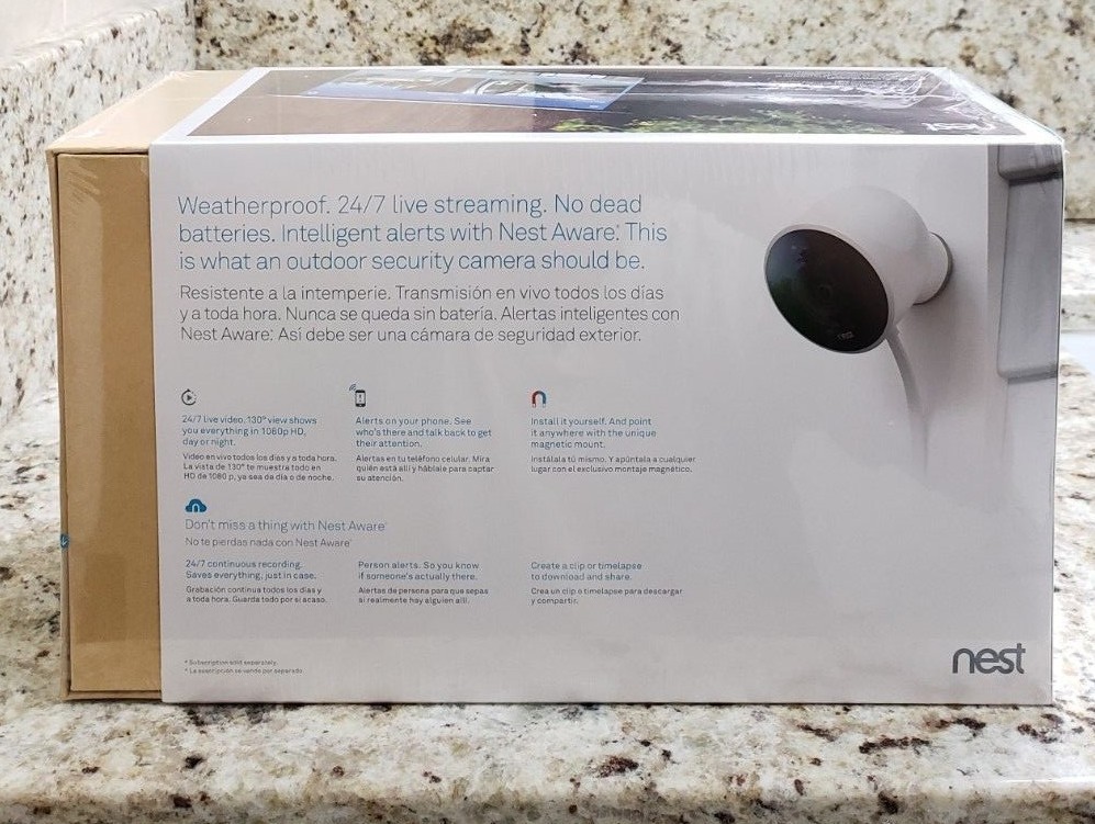 NEST Cam Outdoor Smart Security Camera (2-Pack) NC2400ES – Sealed NEW