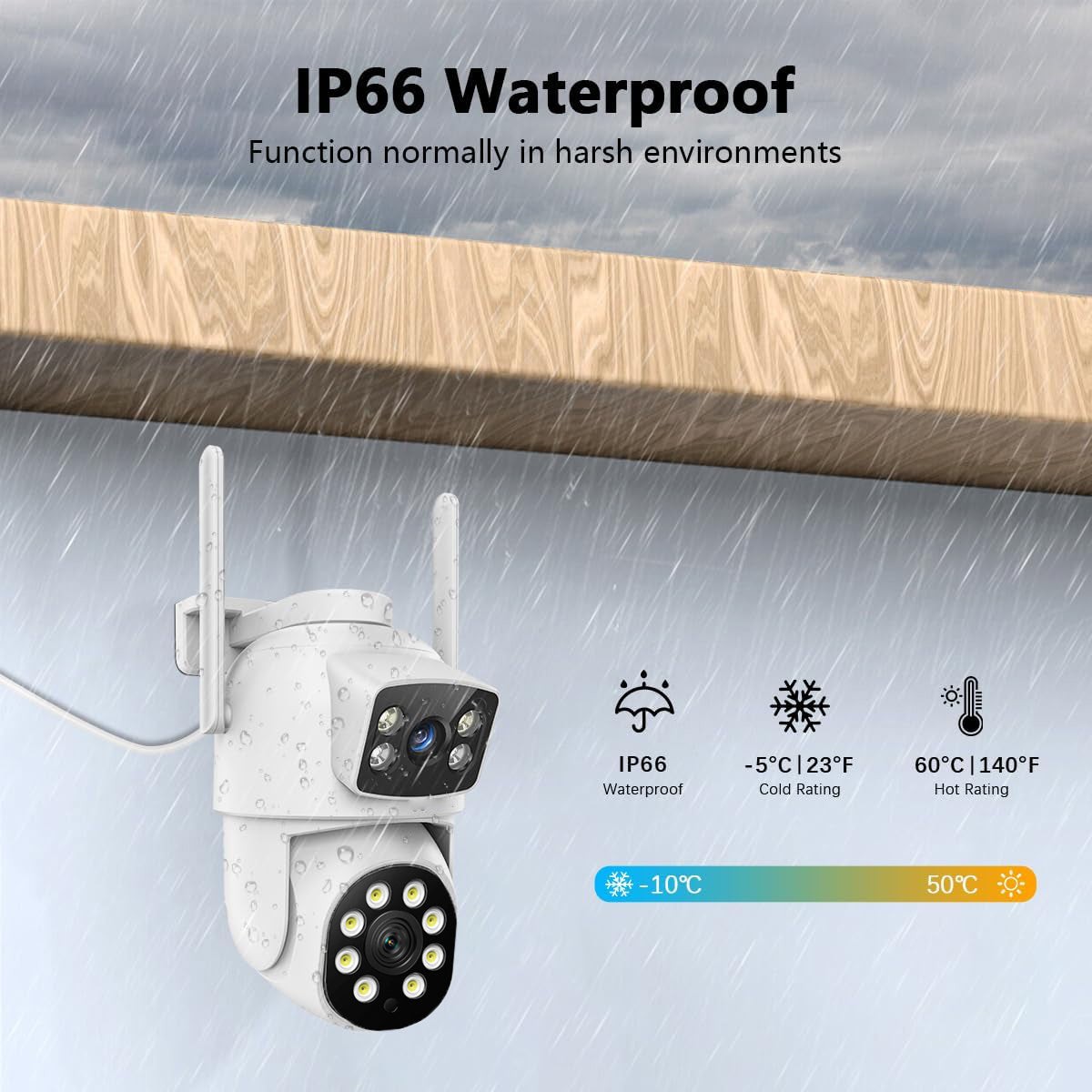 Dual Lens Wireless CCTV System Outdoor 4MP Security Camera WiFi with Hard Drive