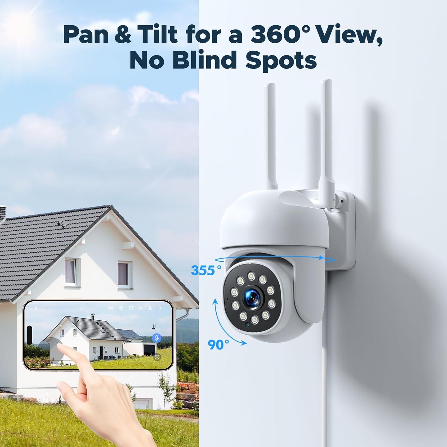 4Pcs PTZ Cameras Wireless CCTV Security Camera System WiFi 10CH 4K NVR Audio US