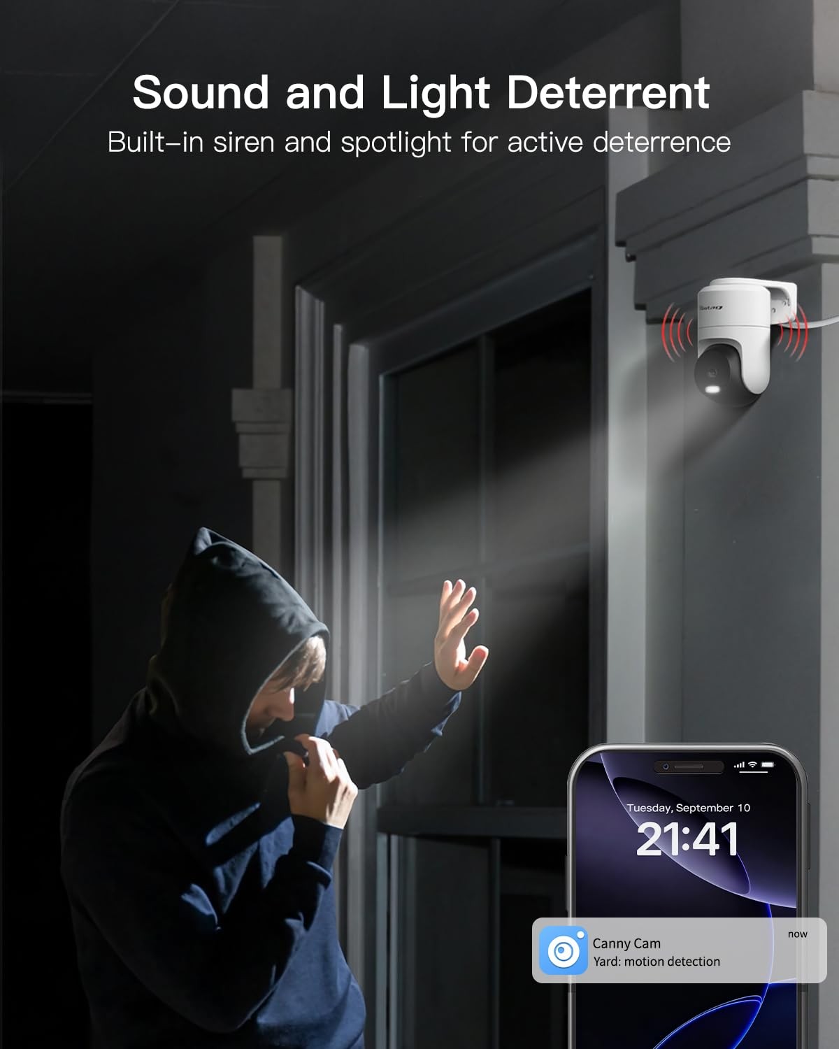 VIMTAG 2.5K 4MP Outdoor Security Camera, Pan/Tilt WiFi Home CCTV Black&White